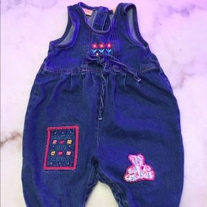 Overalls denim floral 18 mths